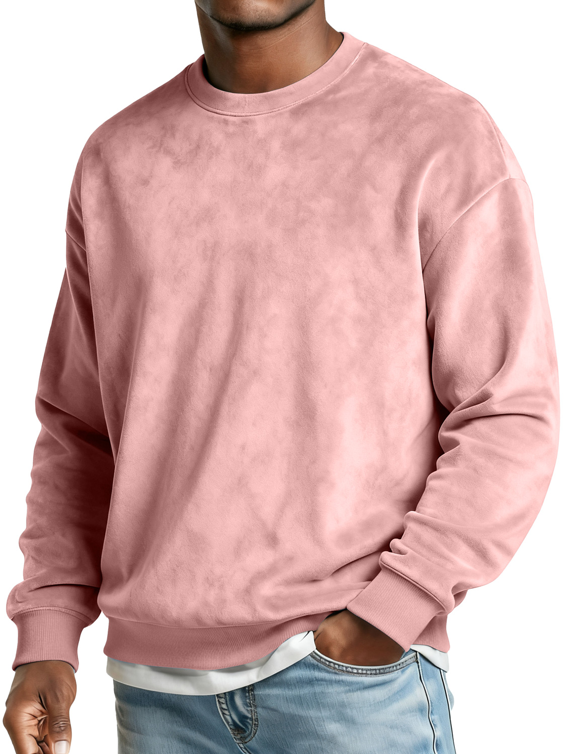 Herren Crew Neck Wildleder Freizeit Bequem Sweatshirt-deurabatt
