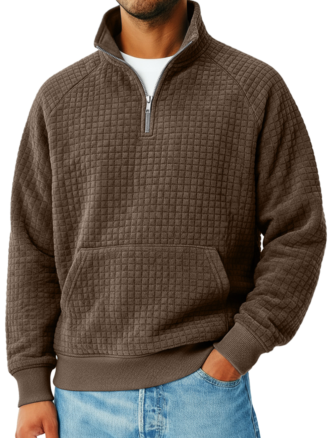 Herren Kleine Karierte Knopf Kapuzen Freizeit Lockere Sweatshirt-deurabatt