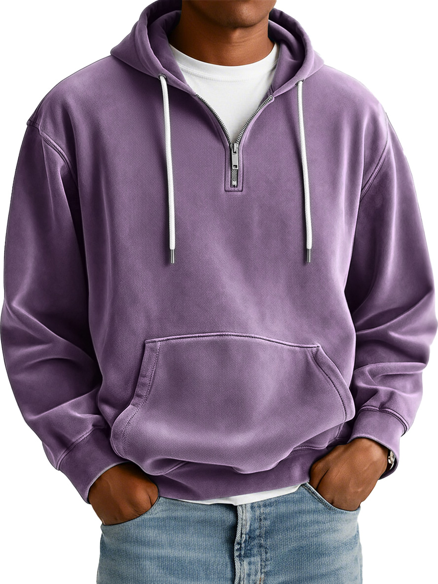Herren Einfaches Wildleder Freizeit Reißverschluss Kapuzenpullover-deurabatt