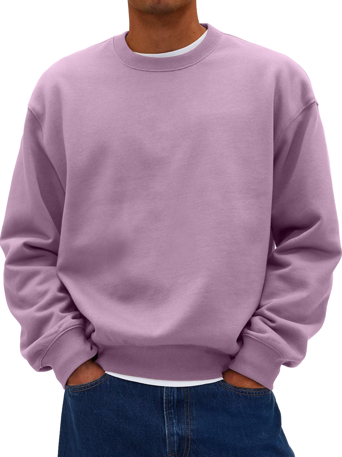 Herren Daily Rundhals Freizeit Baumwolle Einfarbig Sweatshirt-deurabatt