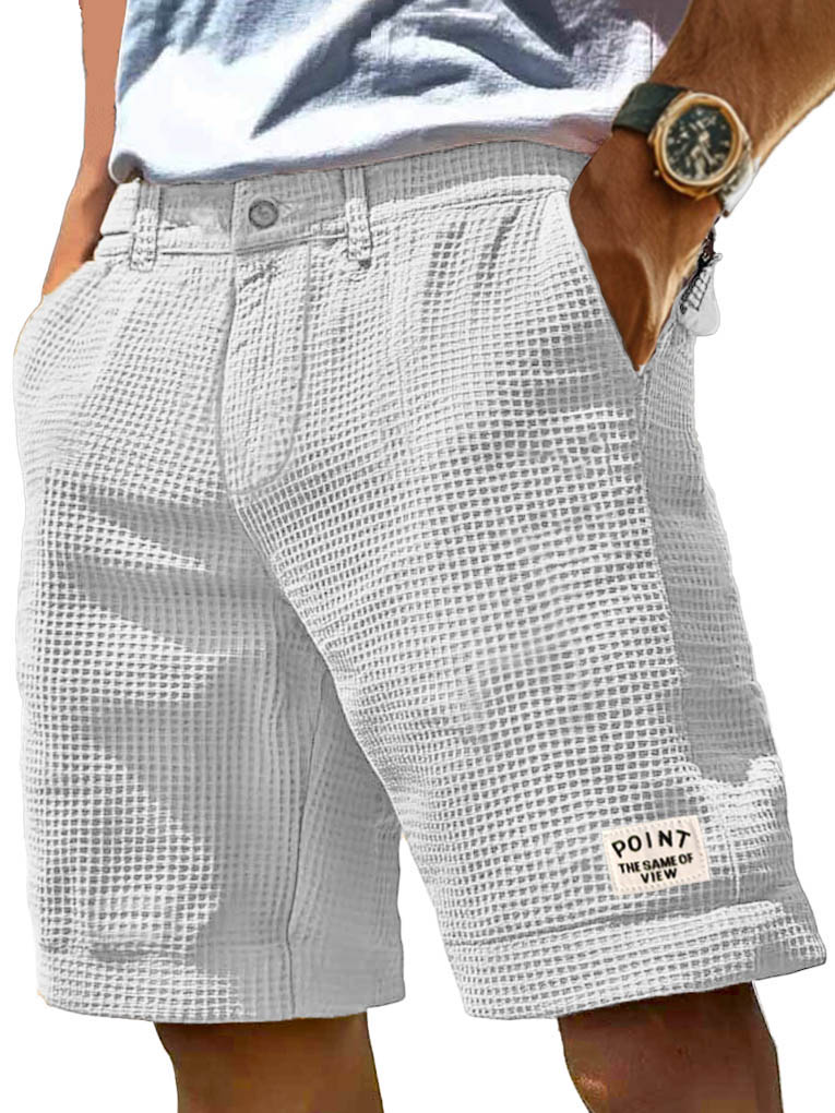 Herrenmode Freizeit Waffelstoff Tasche Besticktes Logo Shorts-ZierMode