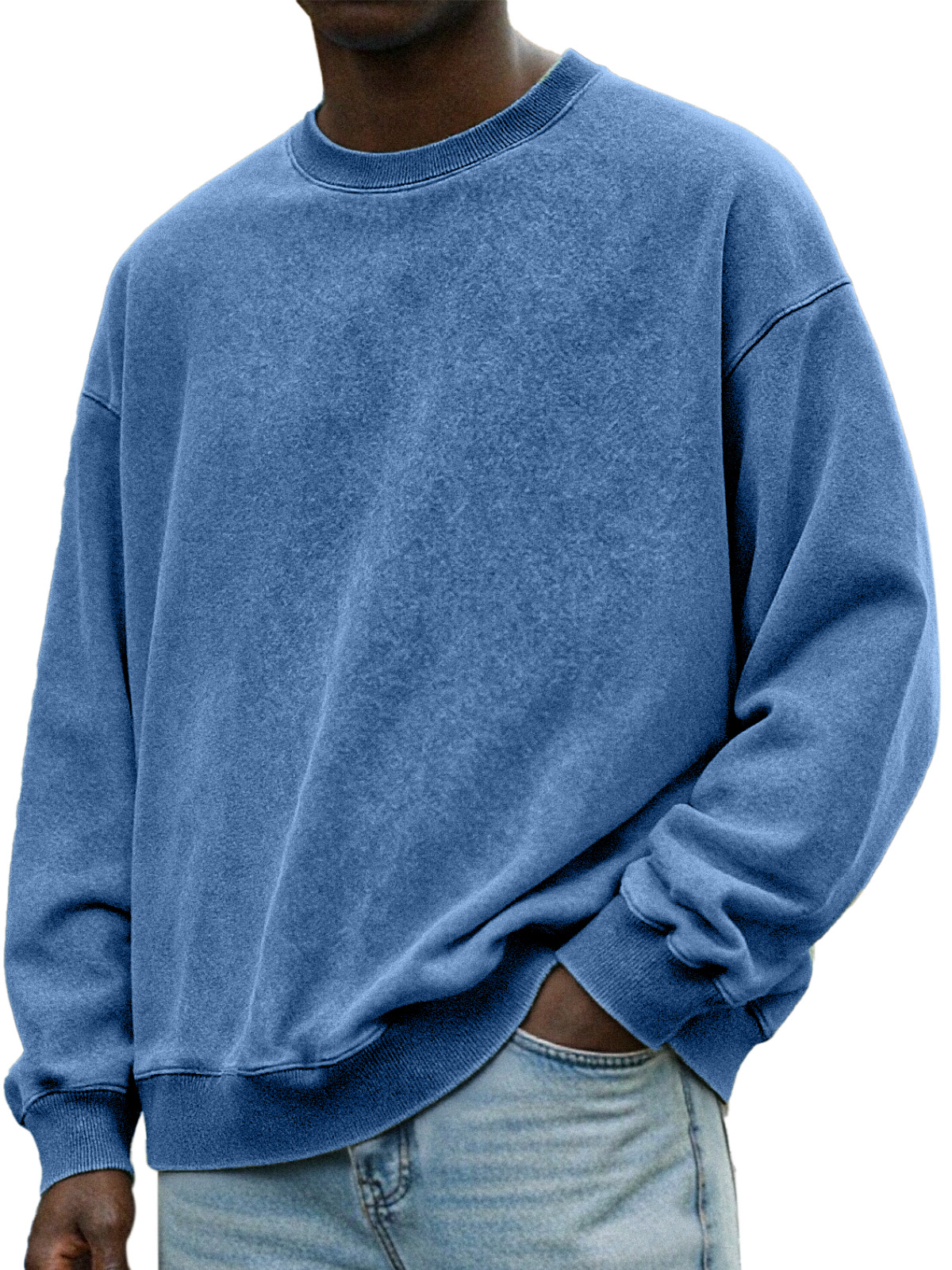 Herren Vintage Distressed Rundhals Langarmpullover-deurabatt