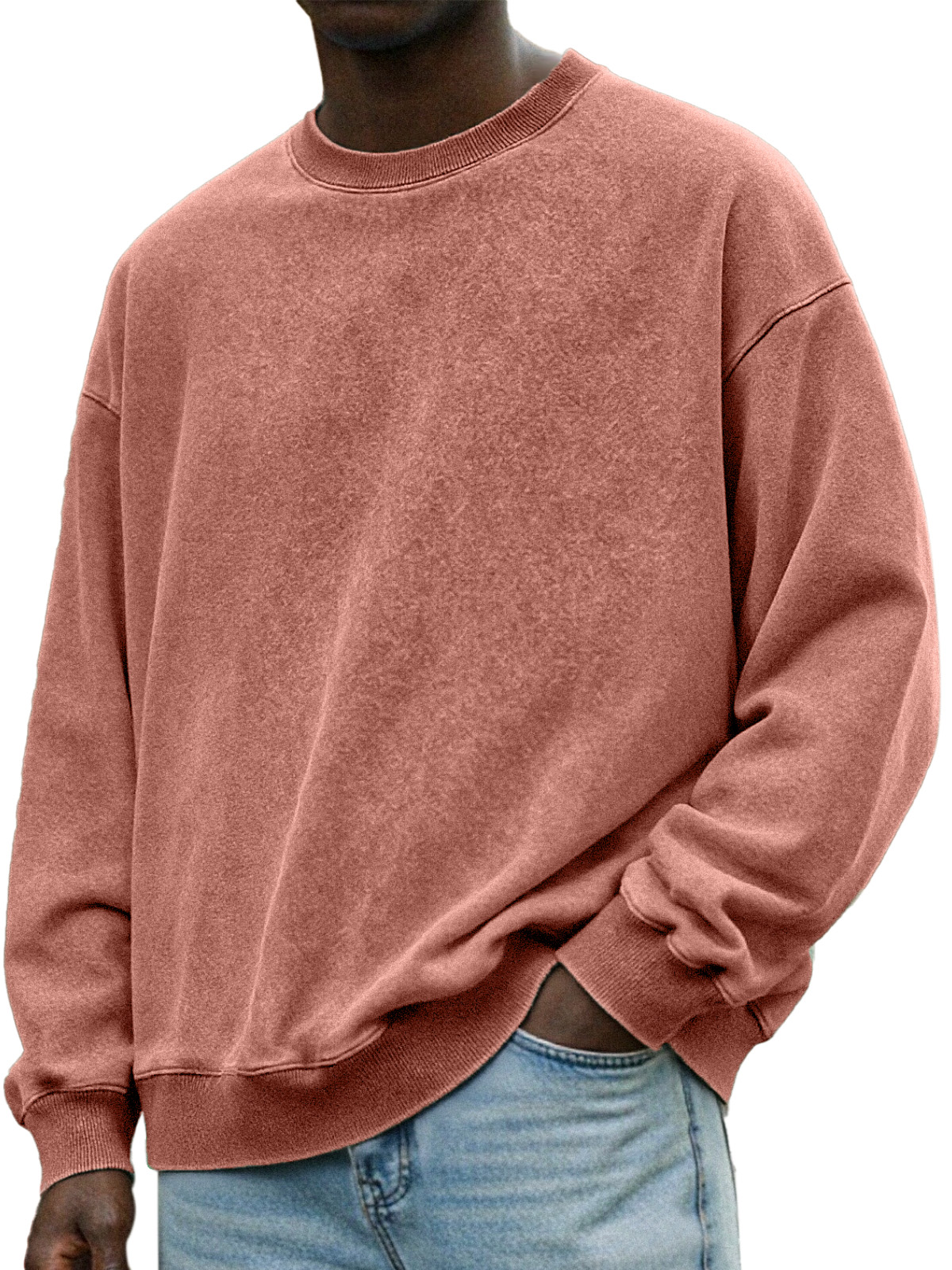 Herren Vintage Distressed Rundhals Langarmpullover-deurabatt