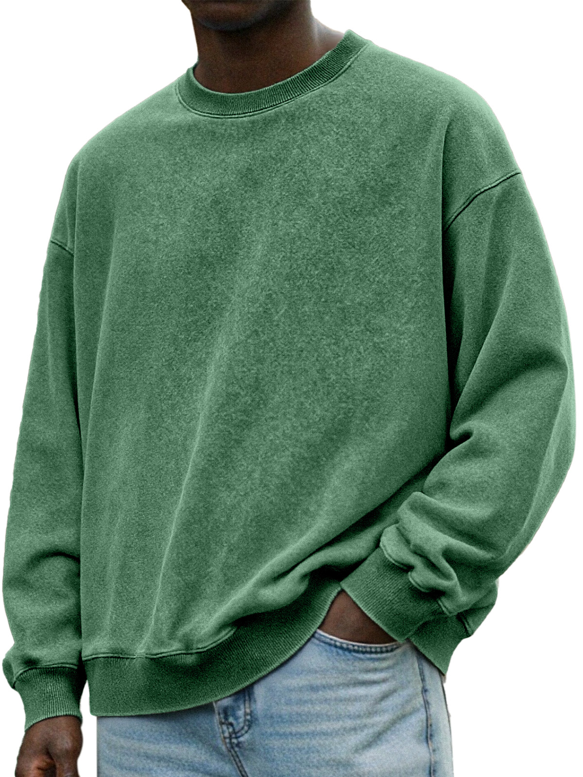Herren Vintage Distressed Rundhals Langarmpullover-deurabatt