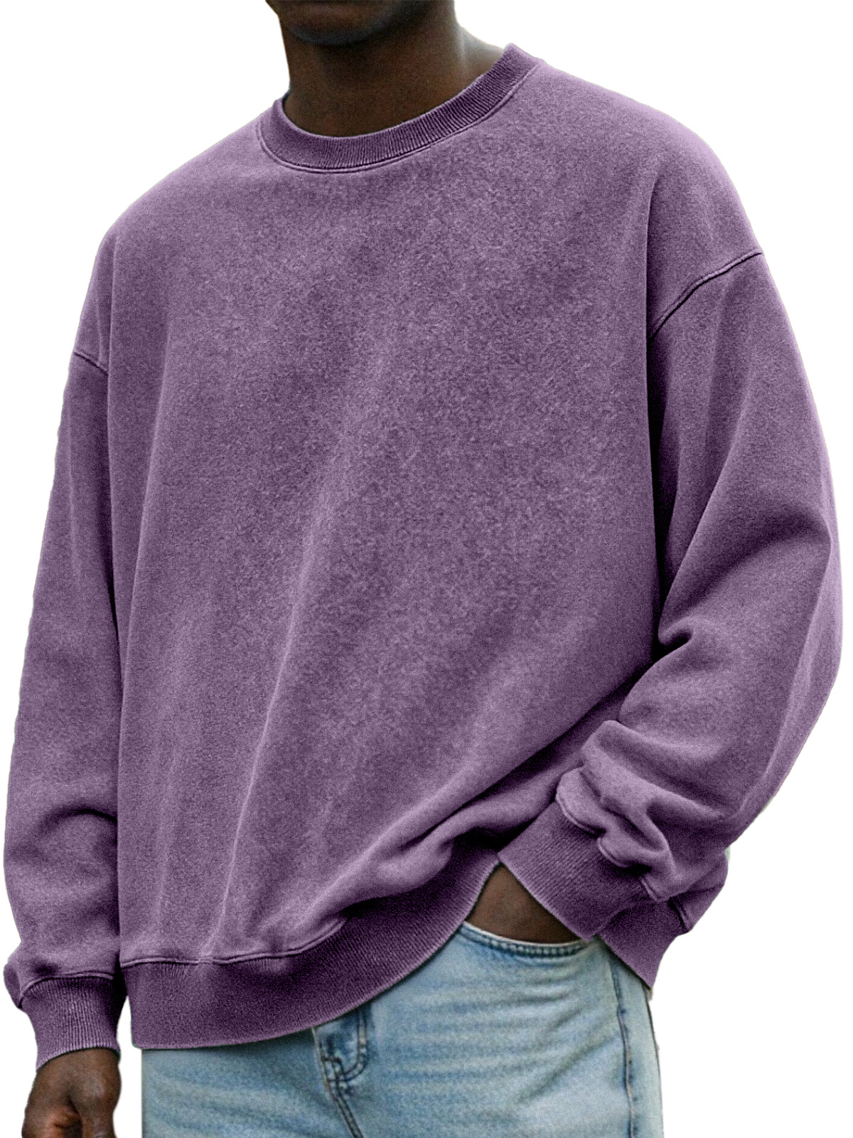 Herren Vintage Distressed Rundhals Langarmpullover-deurabatt