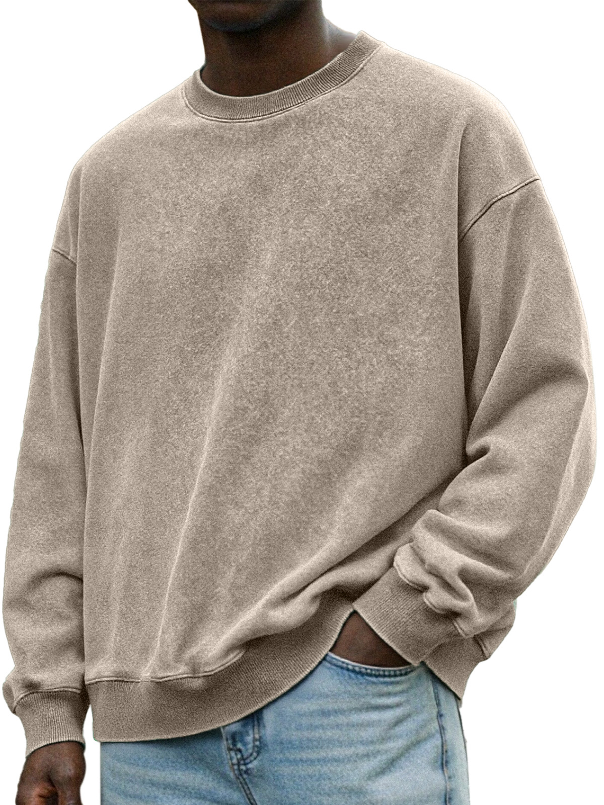 Herren Vintage Distressed Rundhals Langarmpullover-deurabatt