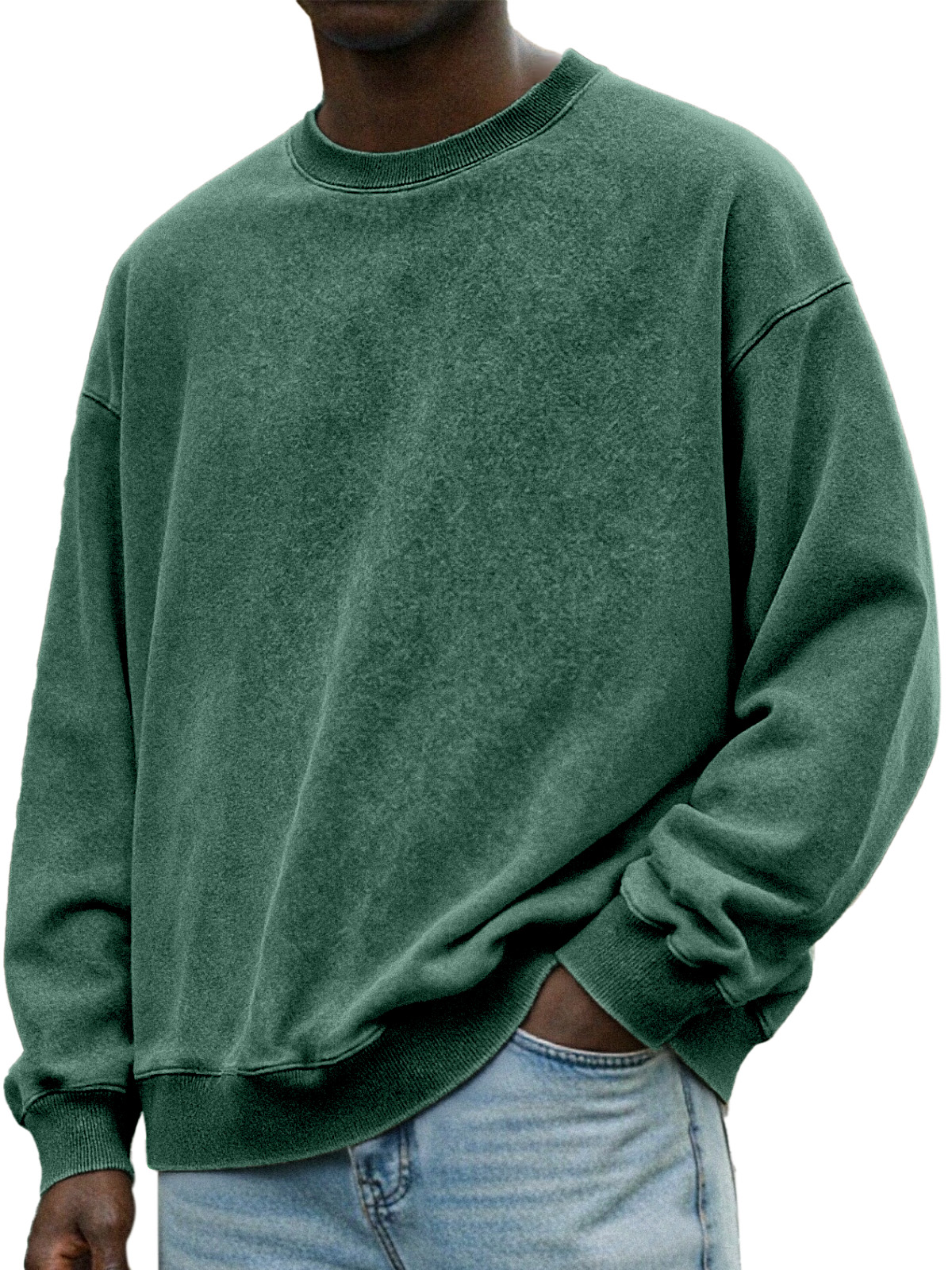 Herren Vintage Distressed Rundhals Langarmpullover-deurabatt