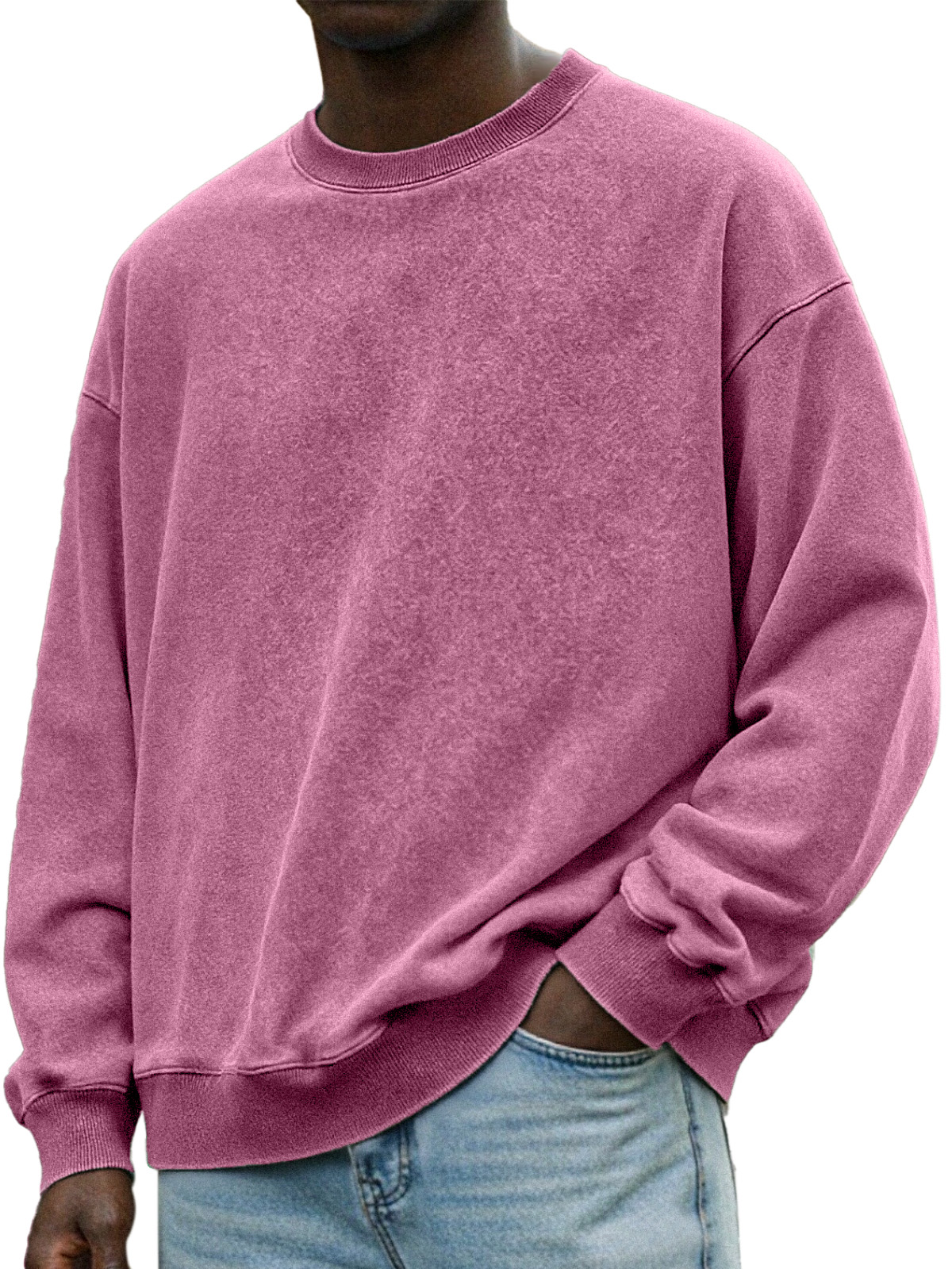 Herren Vintage Distressed Rundhals Langarmpullover-deurabatt
