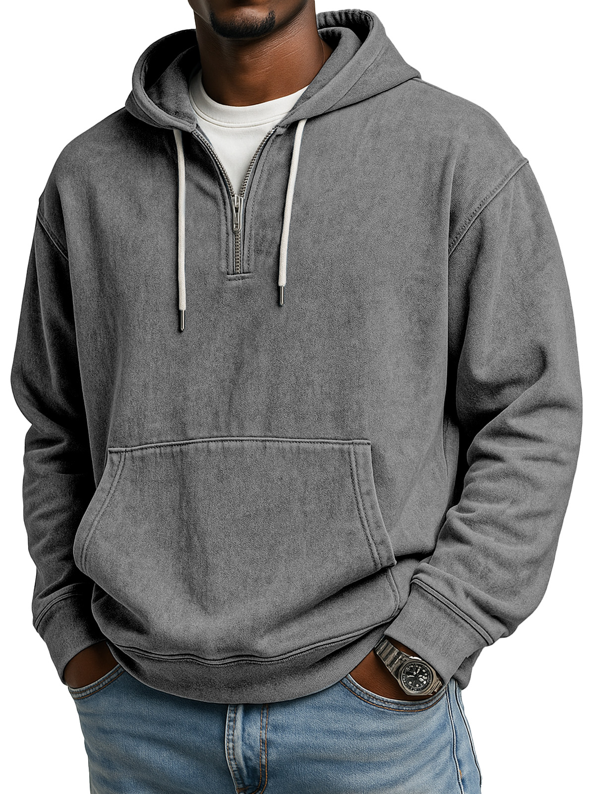 Schwarzer Freitag Frühverkauf - Herren Retro Freizeit Reißverschluss Kapuzenpullover mit langen Ärmeln-deurabatt