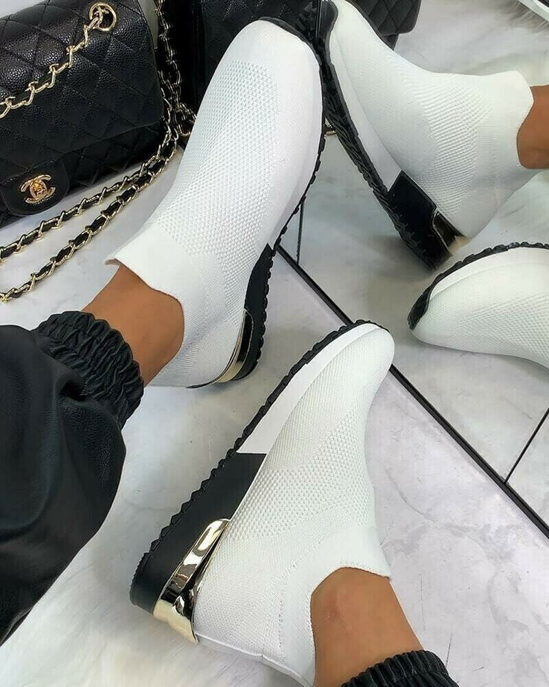 Elegante elastische Slip-On-Flachschuhe-deurabatt