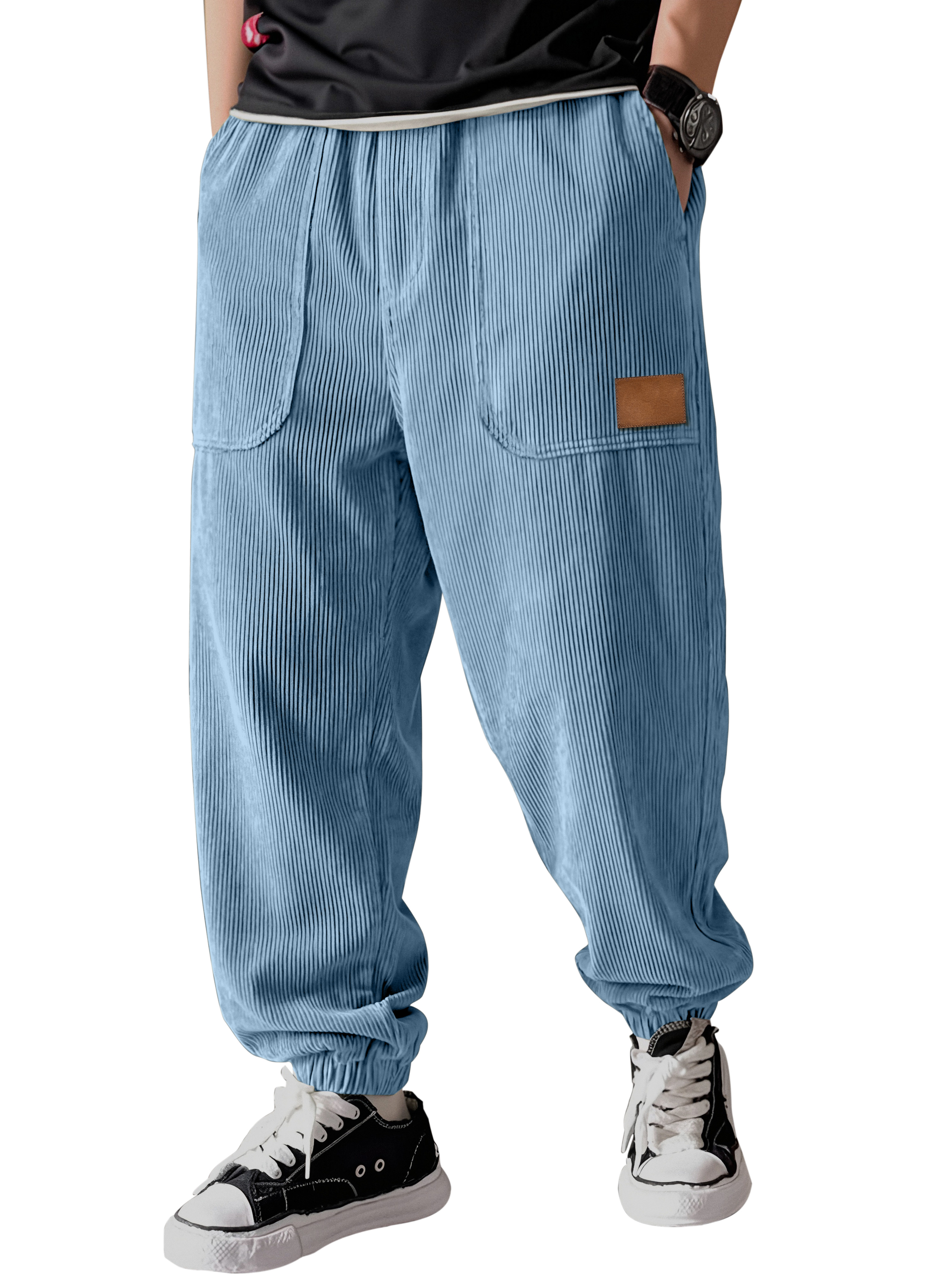 Schlichte, lässige Cordhose mit Patchwork-Details – vielseitig kombinierbar-deurabatt