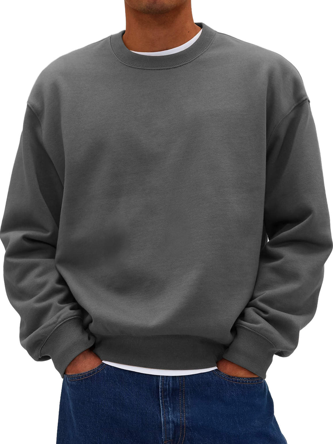 Herren Daily Rundhals Freizeit Baumwolle Einfarbig Sweatshirt-deurabatt