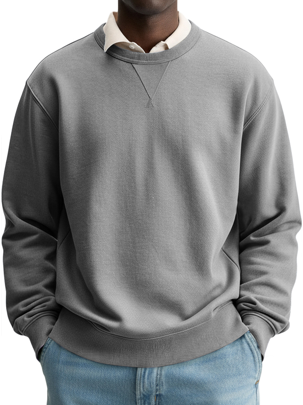 Herren Einfacher Rundhalsausschnitt Lässiger Bequemer Einfarbiger Sweatshirt-deurabatt