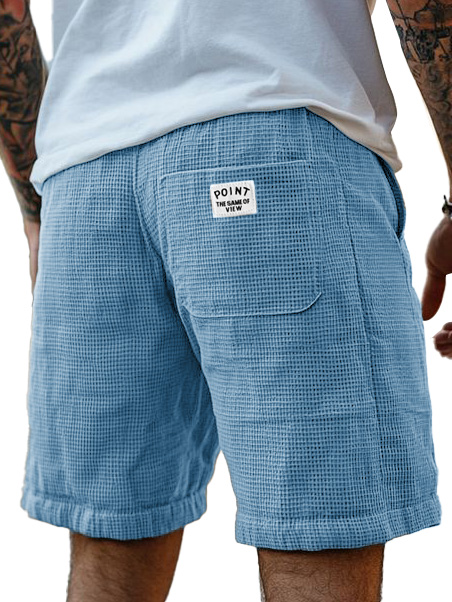 Herrenmode Freizeit Waffelstoff Logo gestickte Shorts-ZierMode