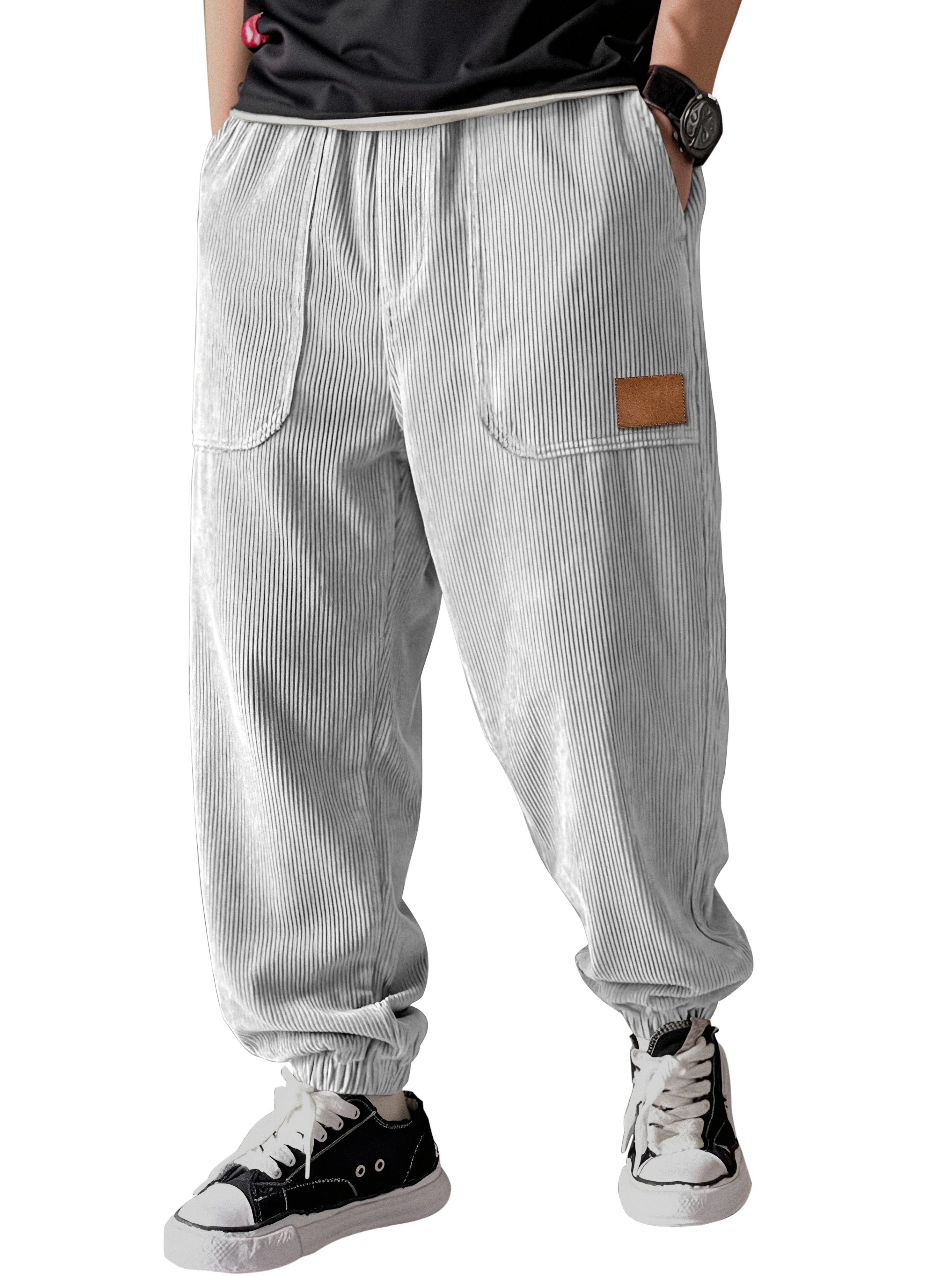 Schlichte, lässige Cordhose mit Patchwork-Details – vielseitig kombinierbar-deurabatt