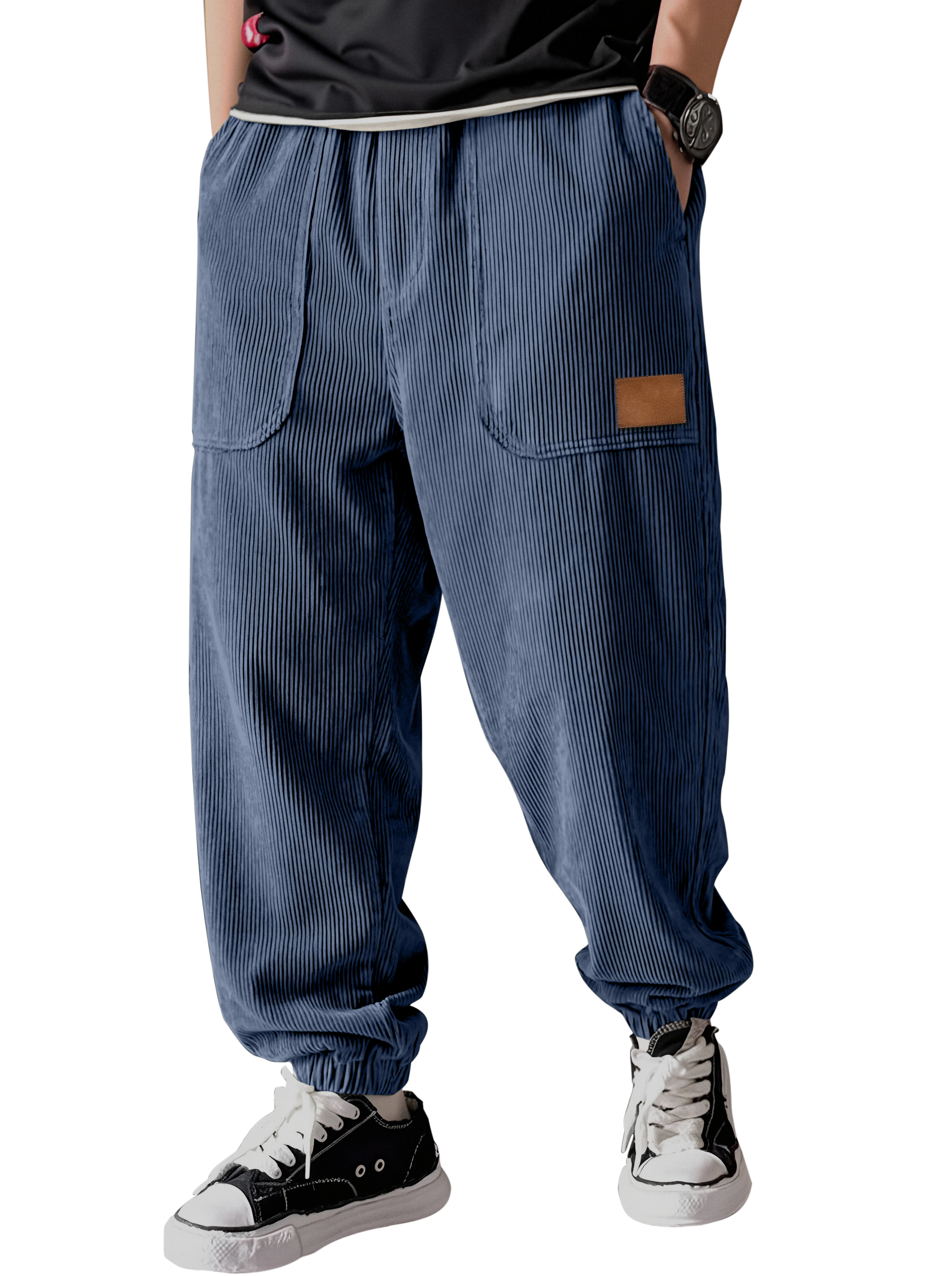 Schlichte, lässige Cordhose mit Patchwork-Details – vielseitig kombinierbar-deurabatt