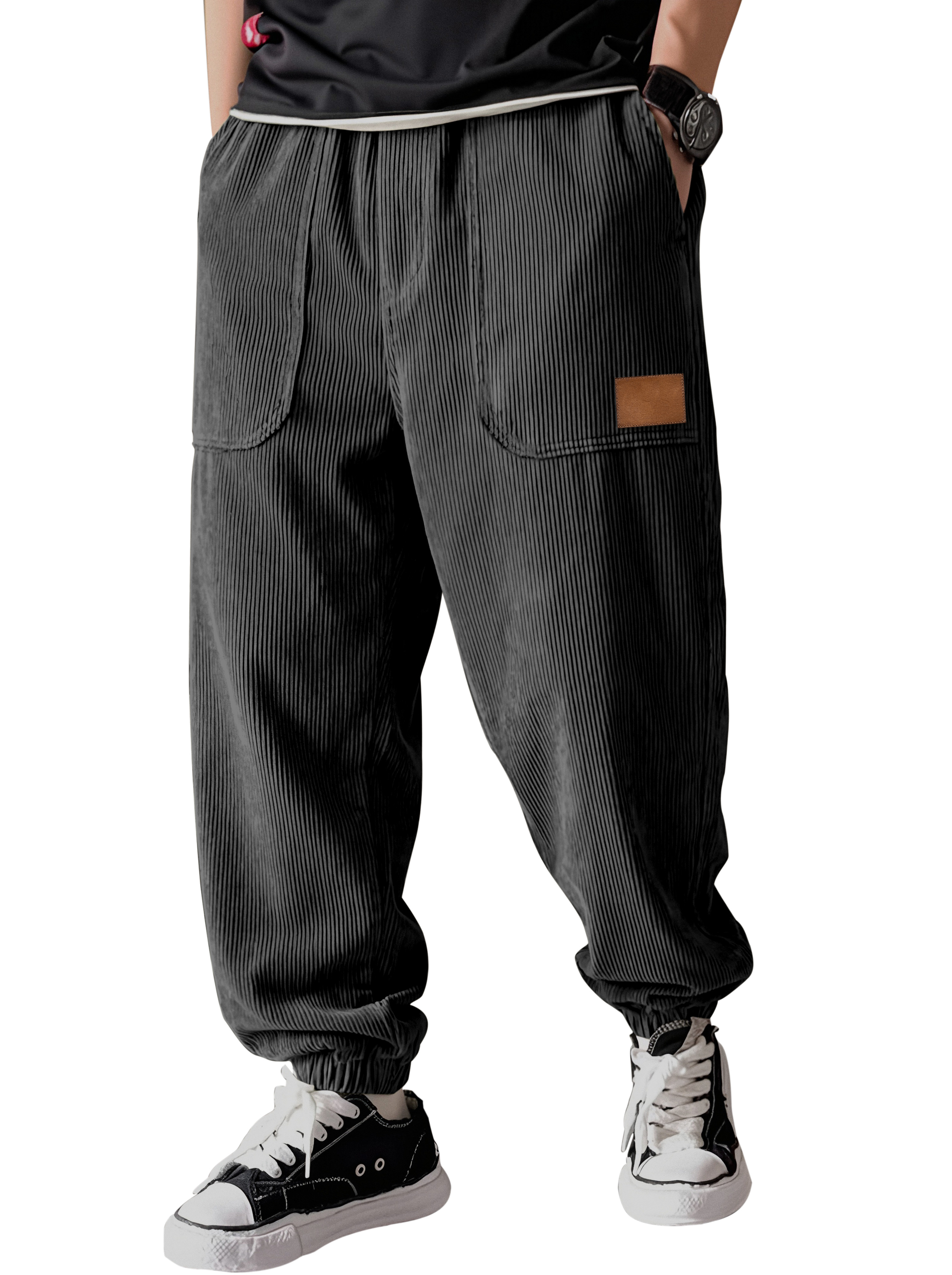 Schlichte, lässige Cordhose mit Patchwork-Details – vielseitig kombinierbar-deurabatt