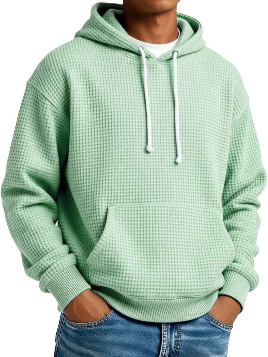 Herren Stylischer Street-Style Waffelstoff Taschen Kapuzenpullover-deurabatt