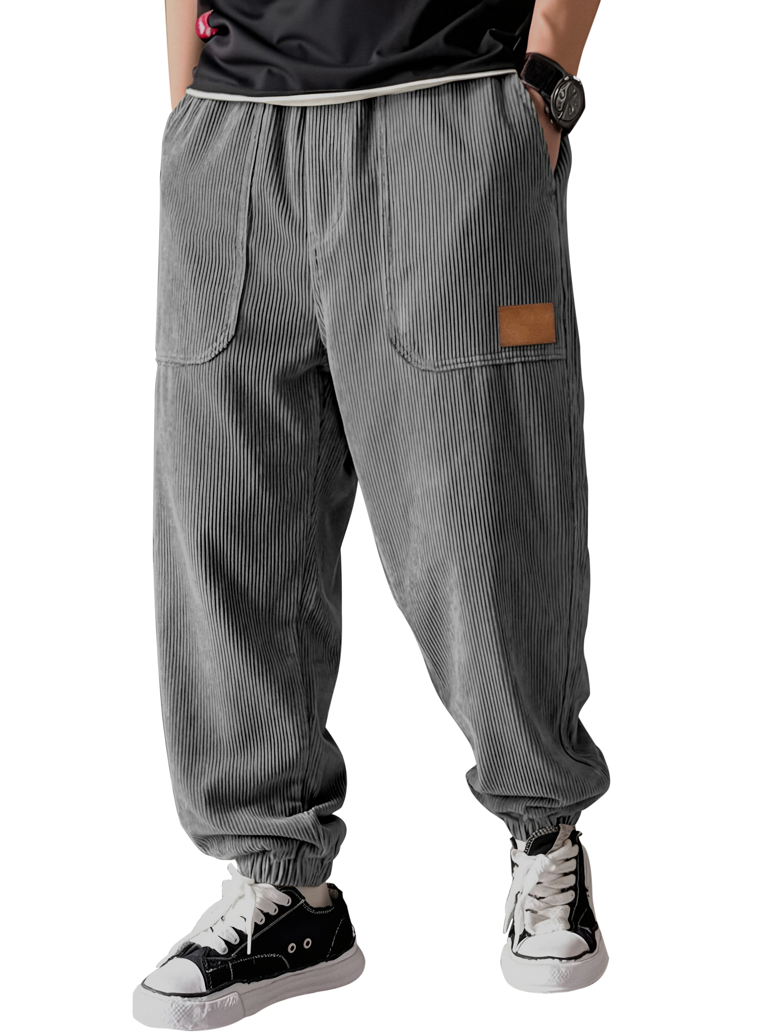 Schlichte, lässige Cordhose mit Patchwork-Details – vielseitig kombinierbar-deurabatt