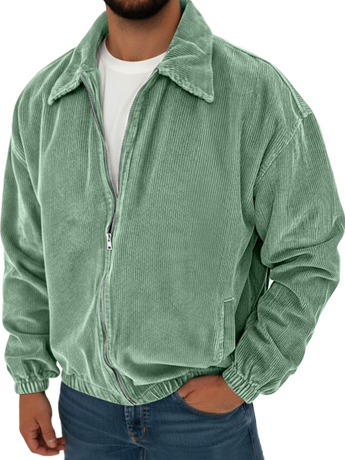 Herren Vintage Corduroy Freizeit Revers Einfarbige Jacke-deurabatt