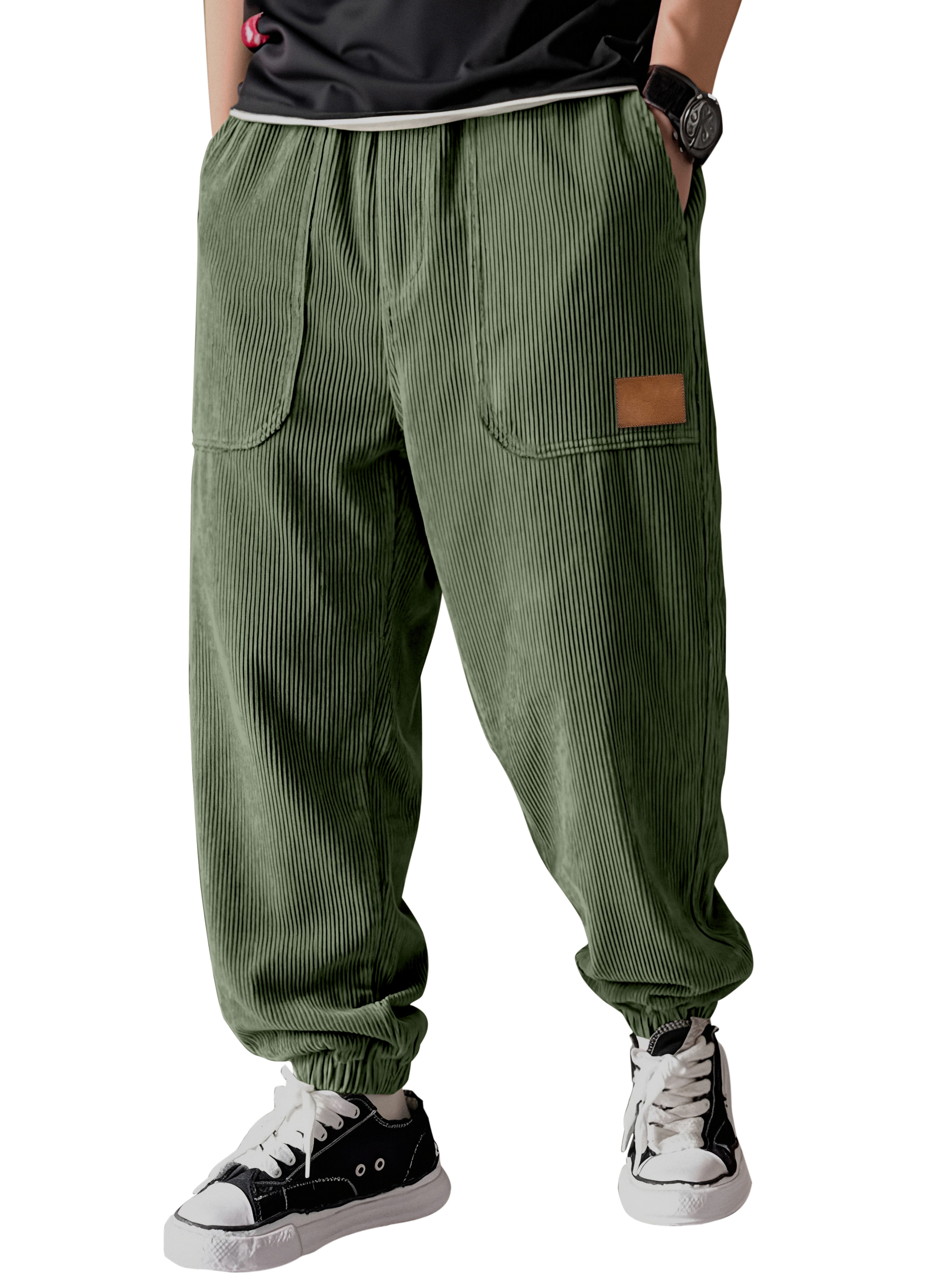 Schlichte, lässige Cordhose mit Patchwork-Details – vielseitig kombinierbar-deurabatt