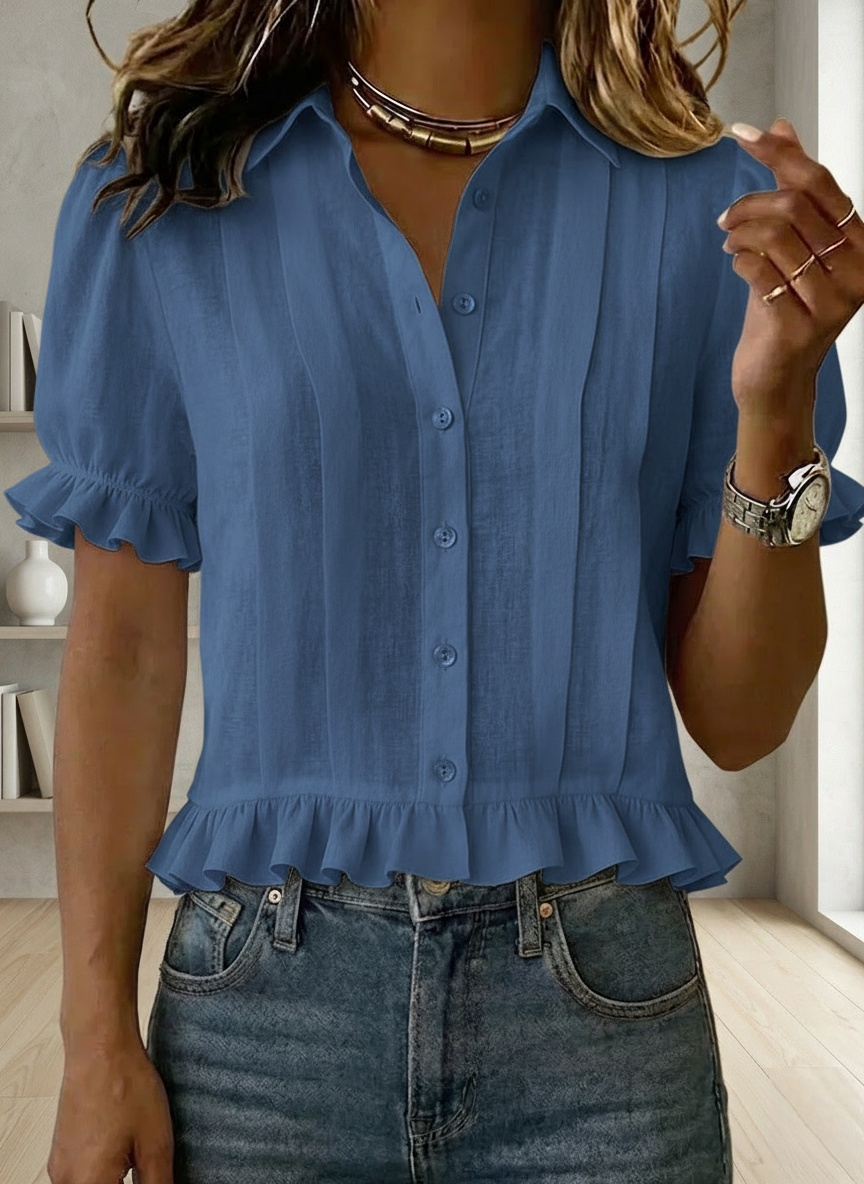 New Arrivals🔥Women’s Ruffle Hem Button-Up Shirt