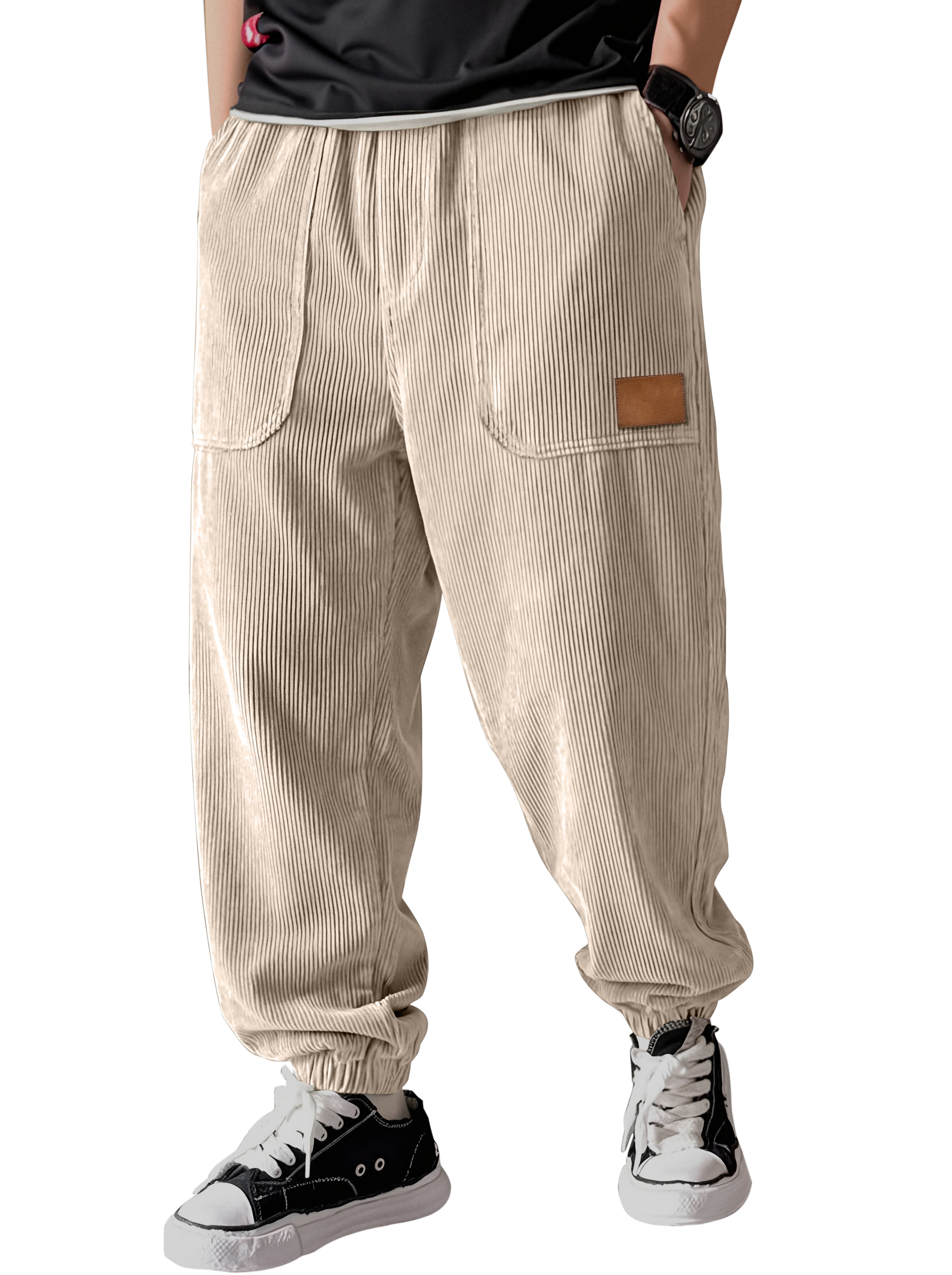 Schlichte, lässige Cordhose mit Patchwork-Details – vielseitig kombinierbar-deurabatt