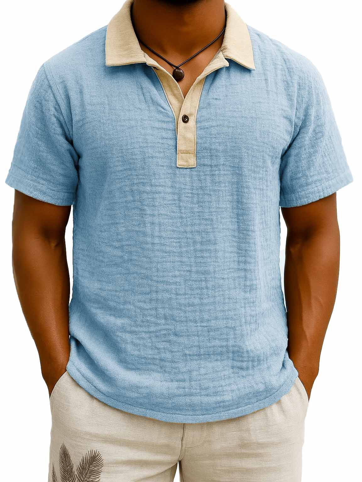 Herrenmode Retro Kontrastfarbe Revers Kurzarm Poloshirt-deurabatt