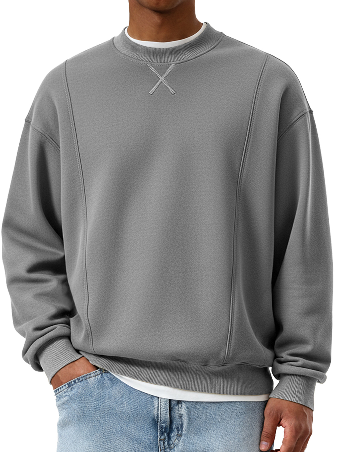Herren modischer Rundhals-Patchwork-Design lässiger Sweatshirt-deurabatt