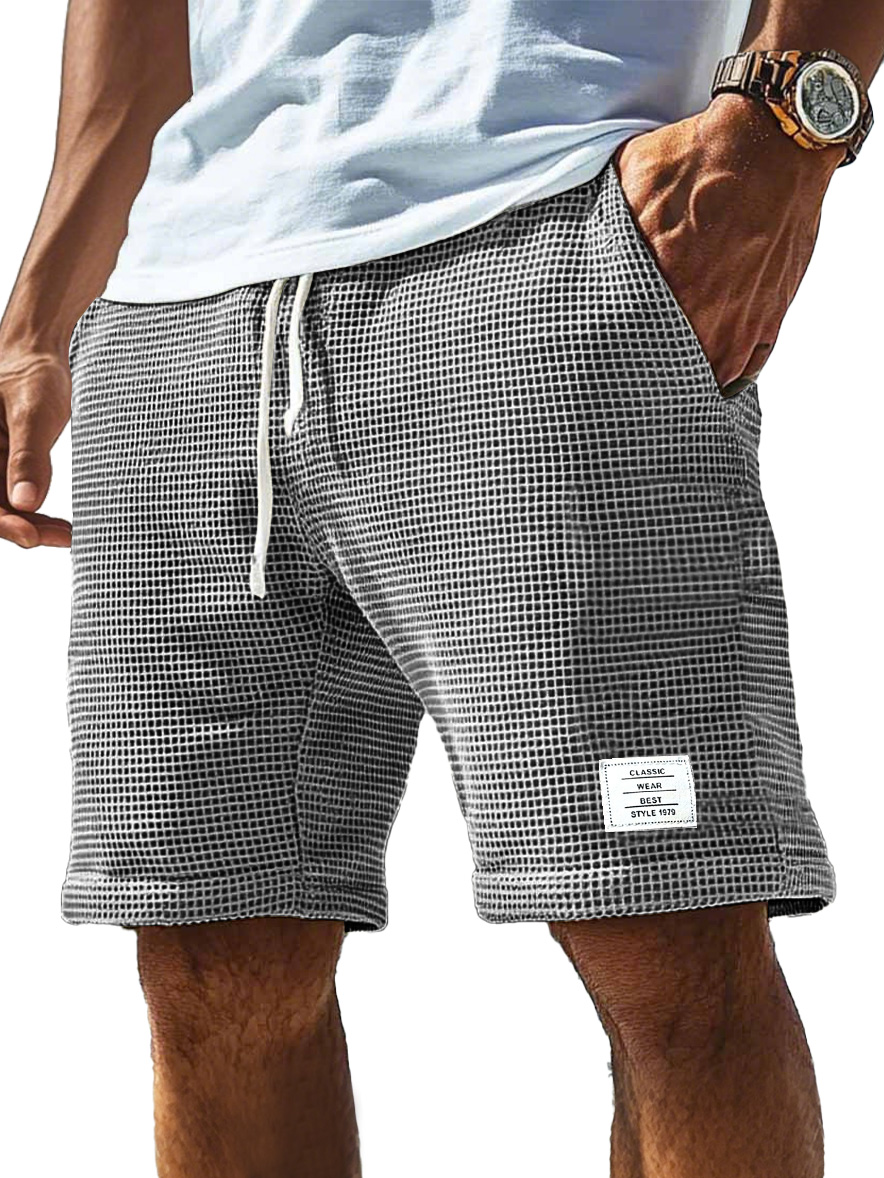Herren Alltags Waffel Logo Kordelzug Komfort Shorts-ZierMode