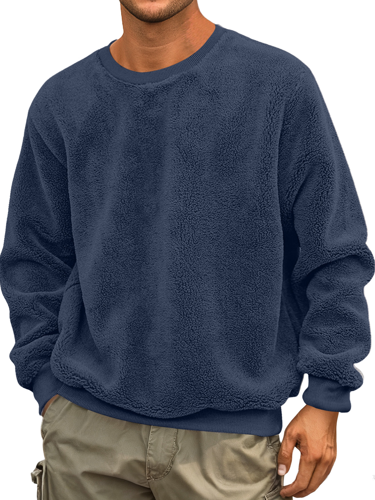 Herren Rundhals Doppelgesicht Samt Einfach Lässig Sweatshirt-deurabatt