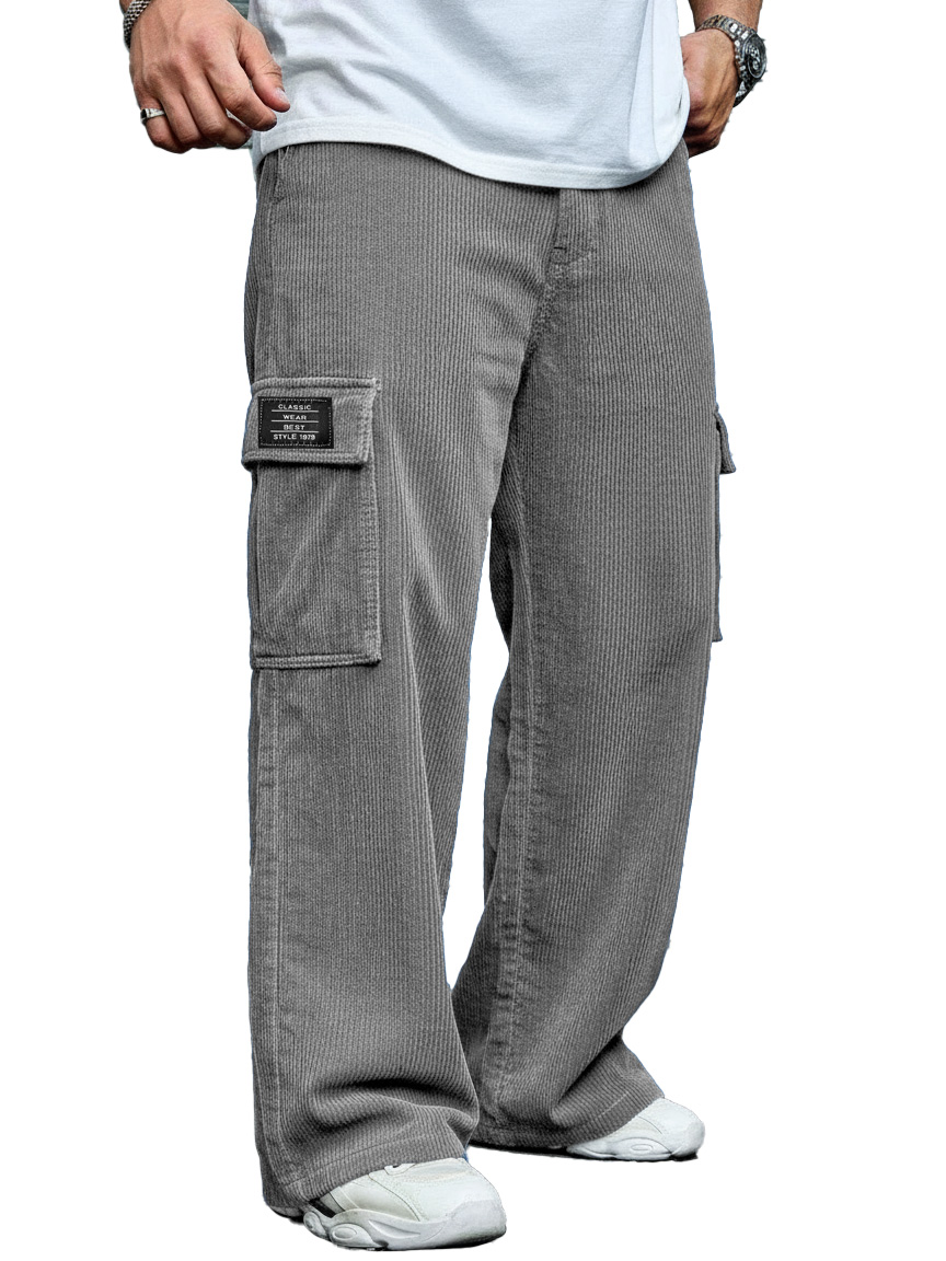 Herren Stilvolle Freizeit Corduroy Tasche Locker sitzende Arbeits Hose-deurabatt
