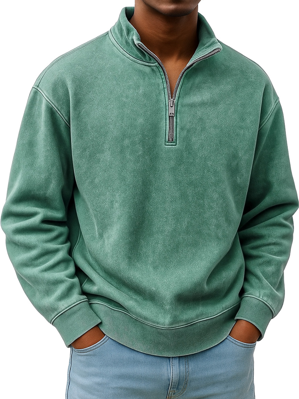 Herren Retro Alltags Stehkragen Reißverschluss Freizeit Sweatshirt-deurabatt