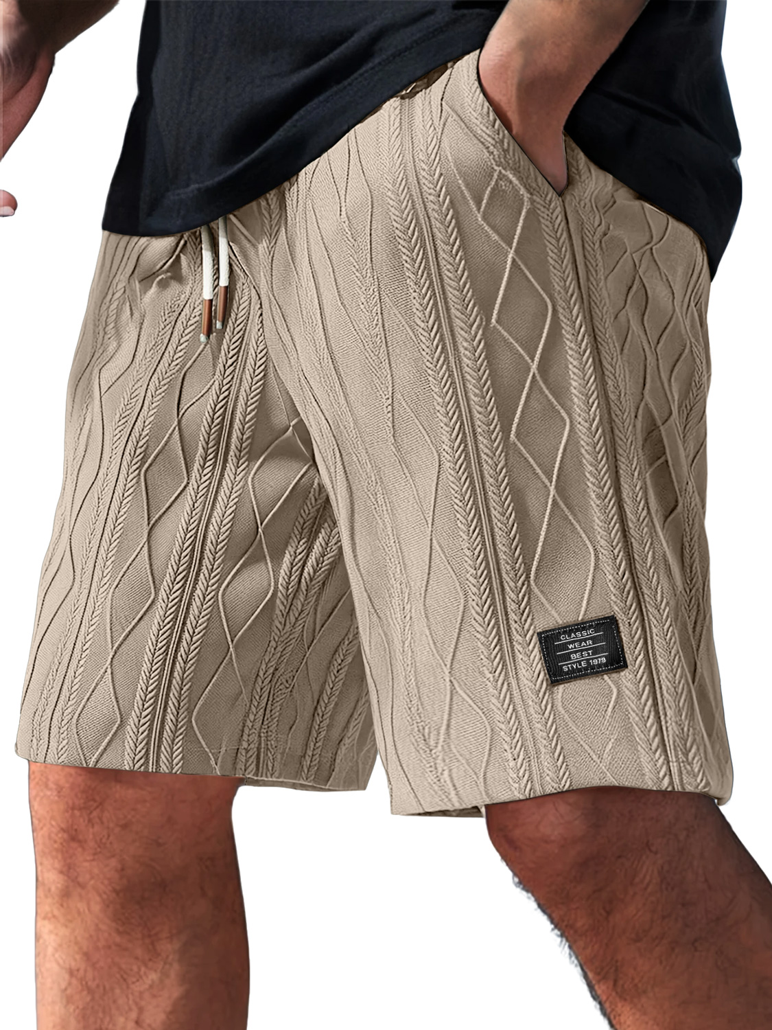 Herren Daily Casual Jacquard Struktur Besticktes Logo Shorts-ZierMode