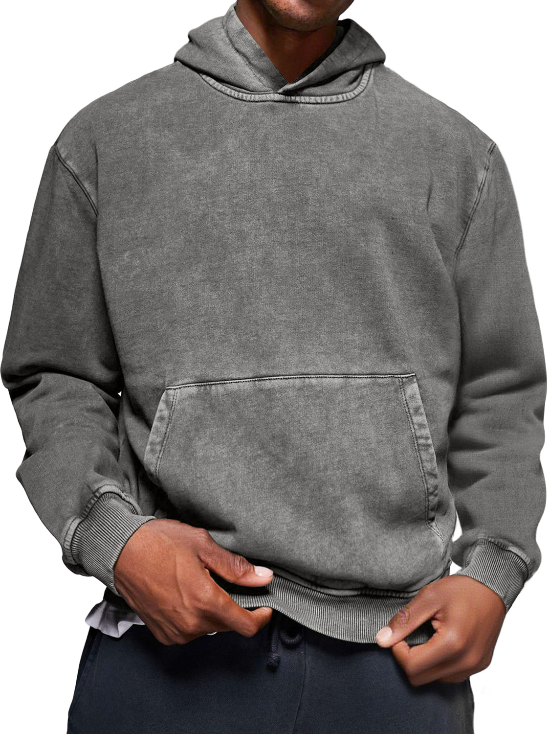 Herren Vintage Distressed Gewaschen Baumwolle Kapuzenpullover-deurabatt