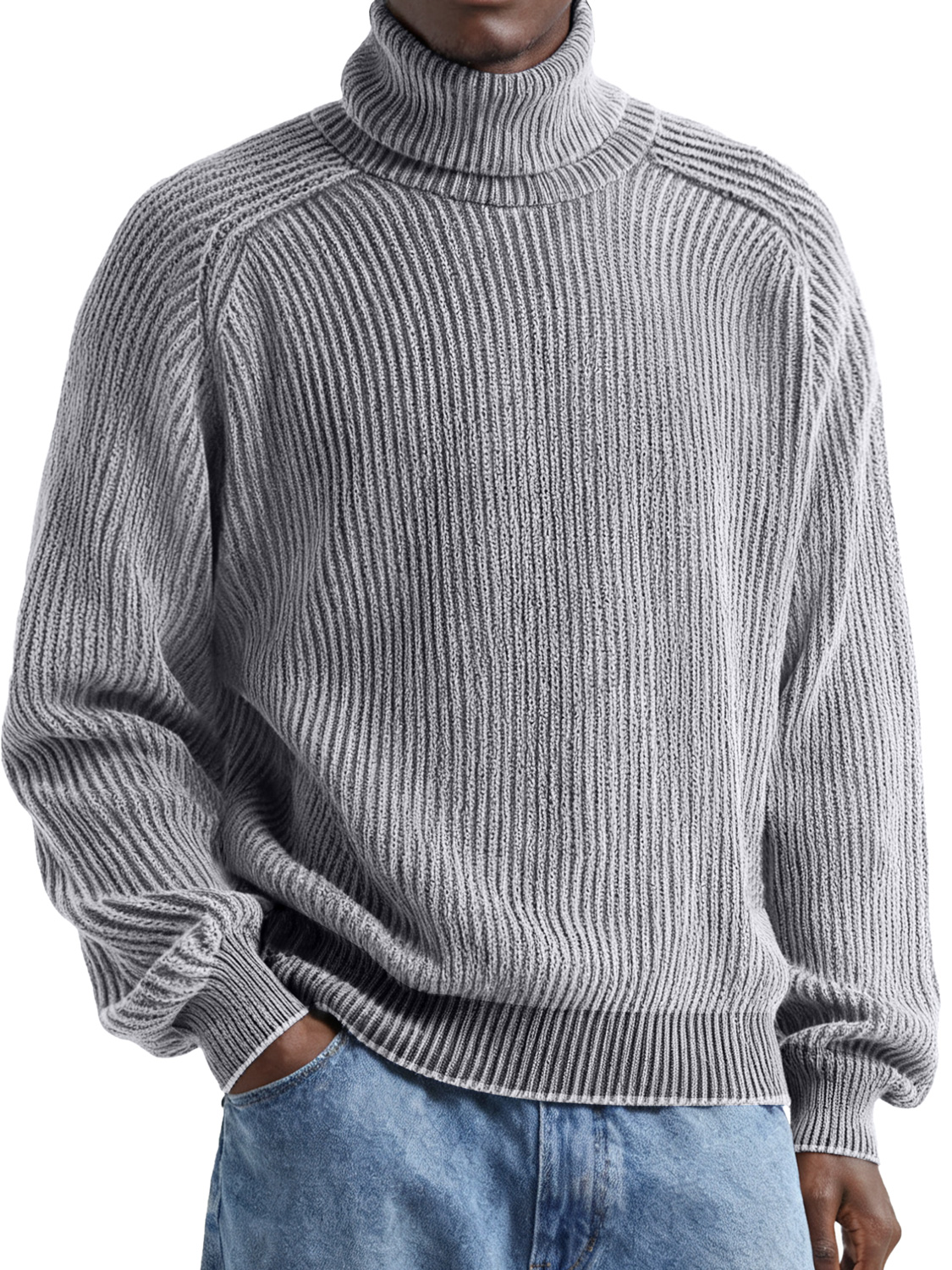 Einfacher und modischer hochgeschlossener lässiger und bequemer Pullover-deurabatt