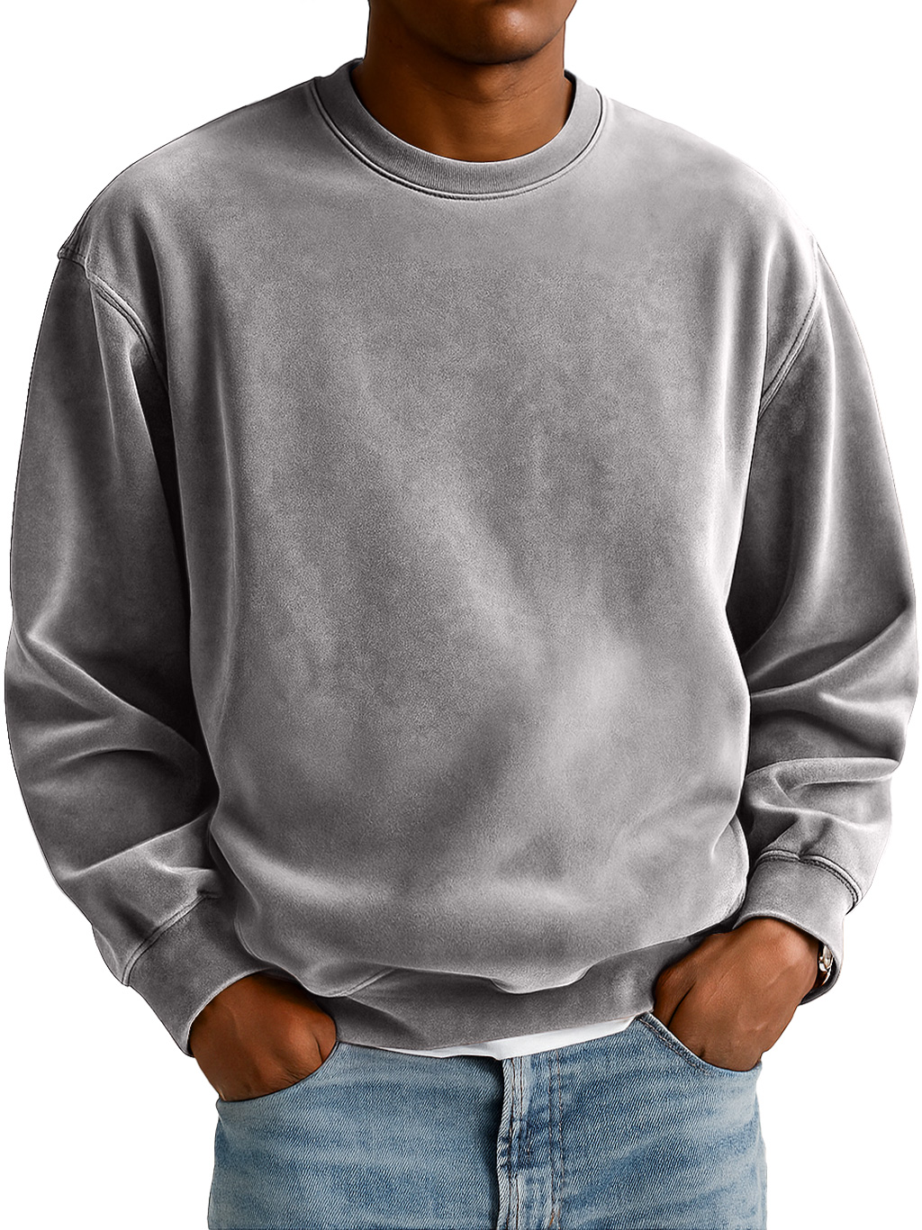 Herren Alltag Wildleder Rundhals Freizeit Komfort Sweatshirt-deurabatt