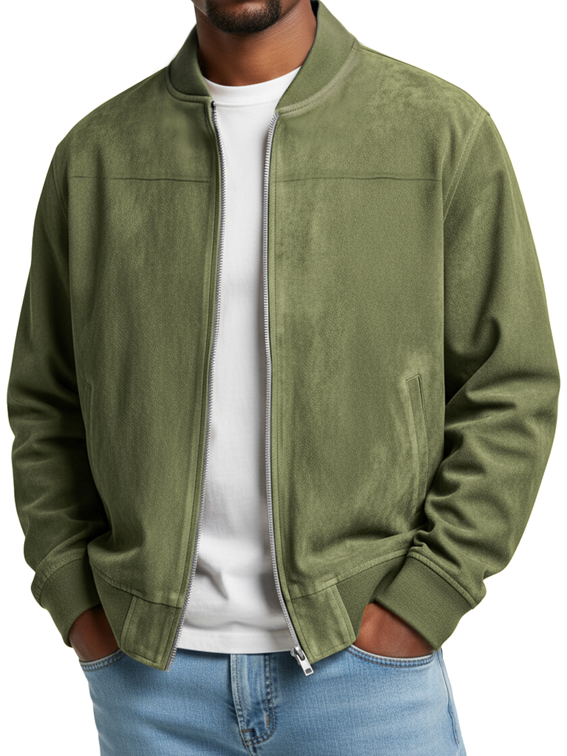 Schlichte Herren-Freizeitjacke aus Wildleder mit Reißverschluss-deurabatt