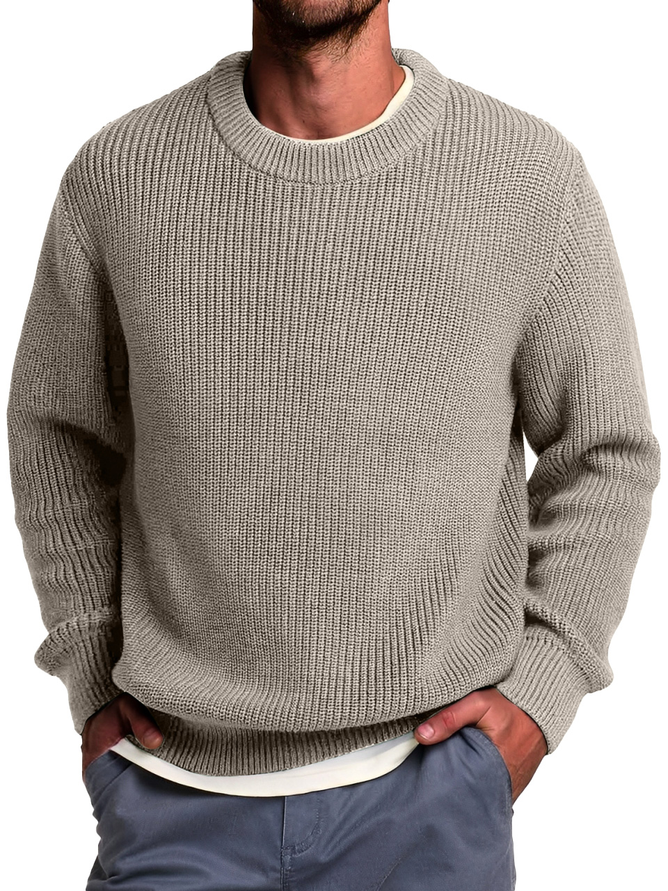 Einfacher und modischer Rundhals-Casual- und bequemer Pullover-deurabatt