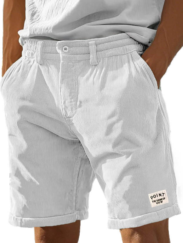 Herrenmode Freizeit Corduroy Logo bestickte Taschen Schnürshorts-ZierMode