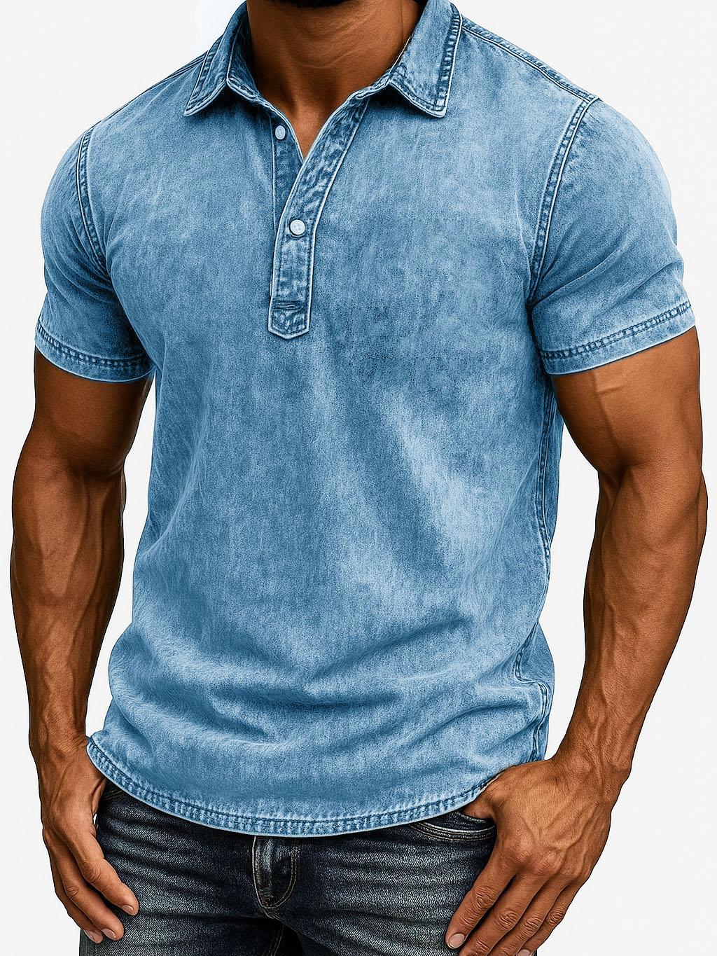 Herrenmode Outdoor Retro Abgenutztes Gewebe Kurzarm Polohemd-deurabatt