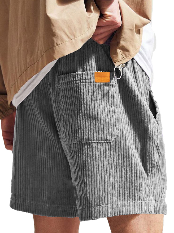 Herrenmode Freizeit Corduroy Logo Bestickte Shorts-ZierMode
