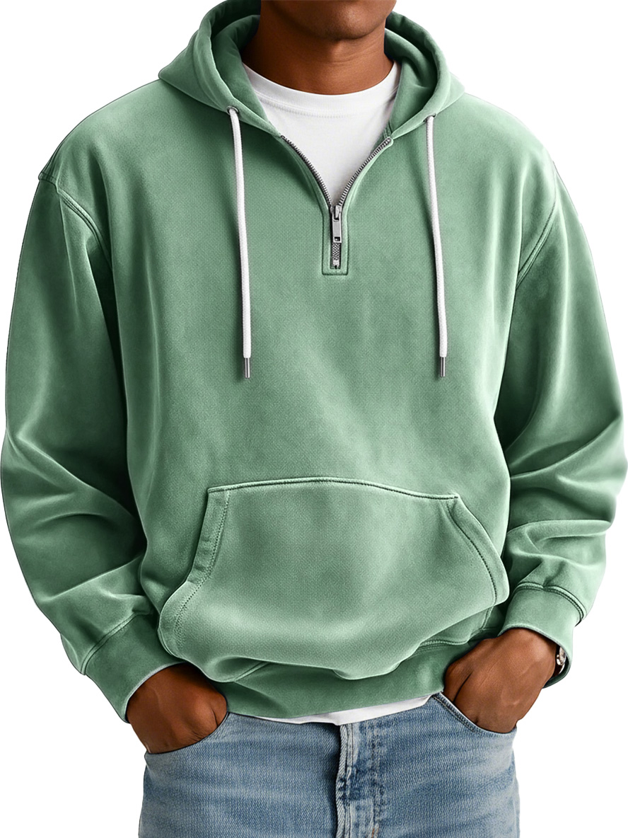Herren Einfaches Wildleder Freizeit Reißverschluss Kapuzenpullover-deurabatt