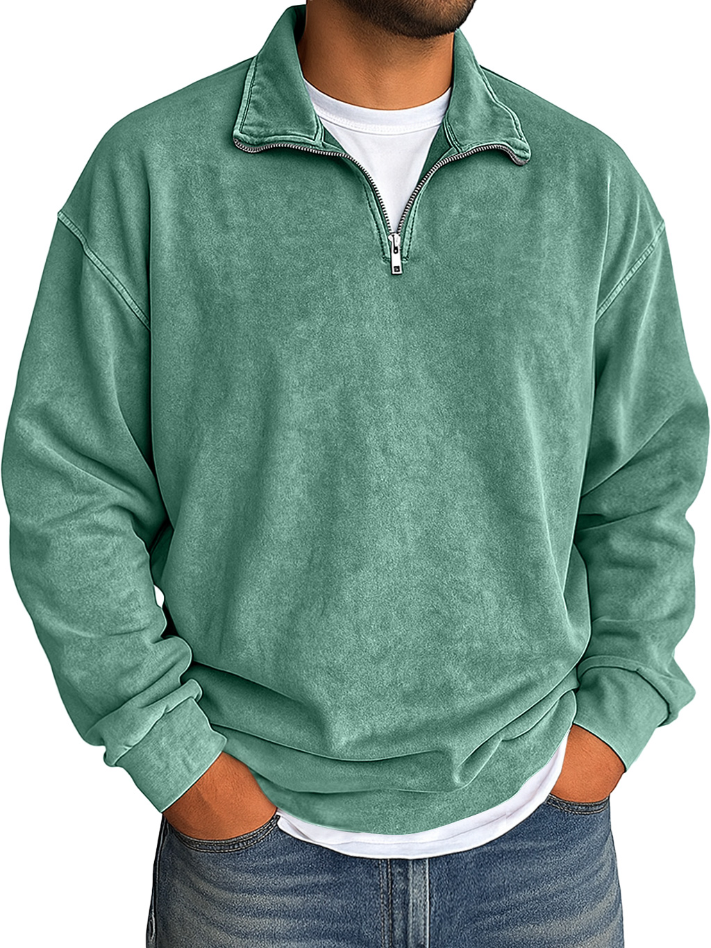 Herren Retro Daily Stehkragen Reißverschluss Gebraucht Hoodie-deurabatt