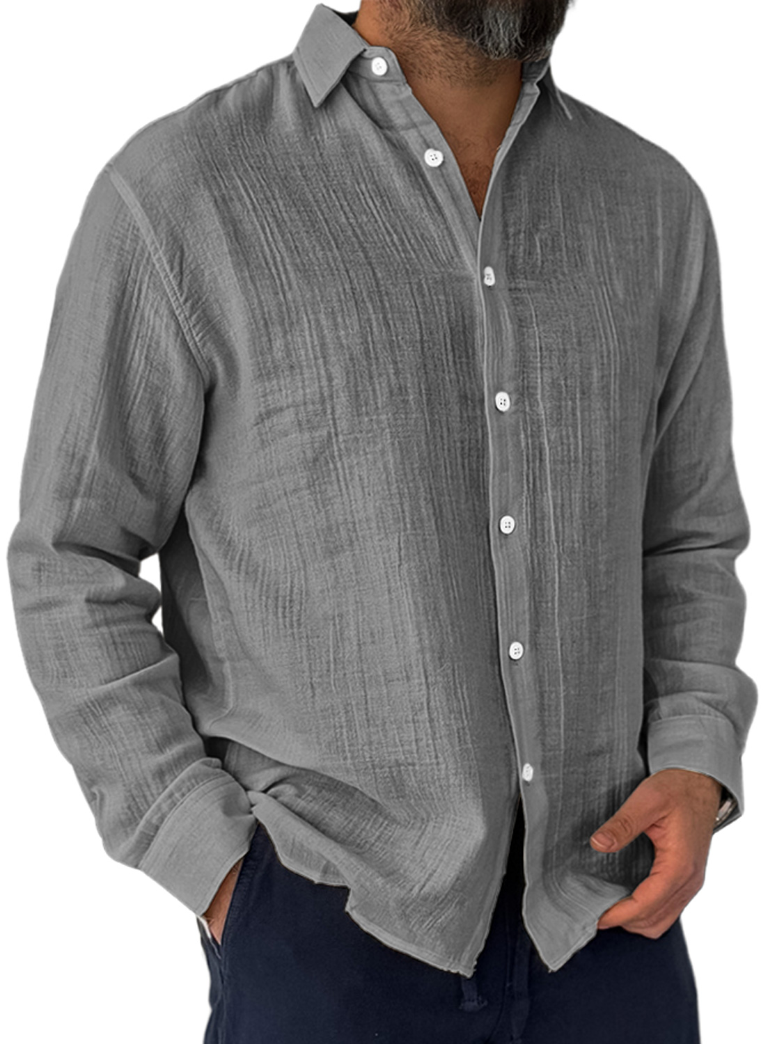 Herren Alltags Falten Freizeit Bequeme Langarmshirt-deurabatt