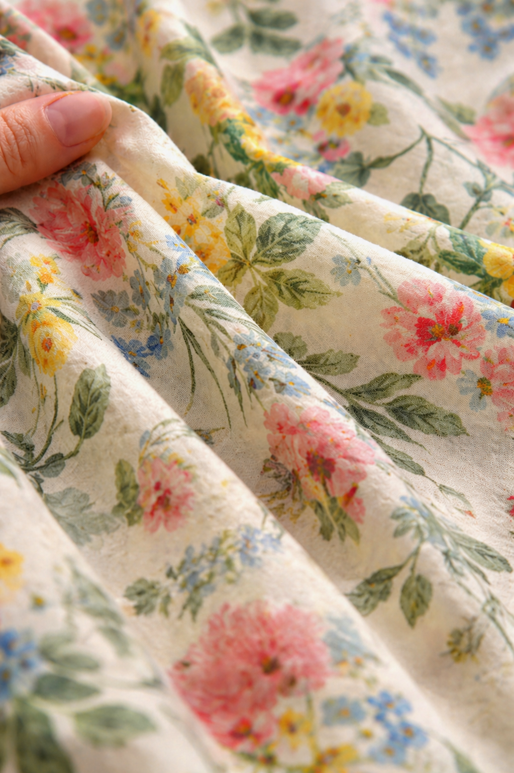 Bluse mit floralem Print und klassischem Hemdkragen aus Baumwolle und Leinen