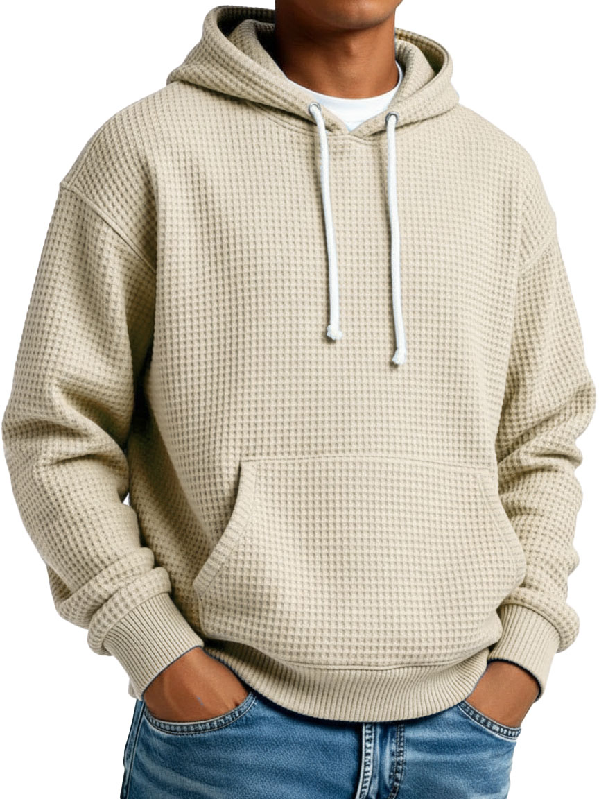 Herren Stylischer Street-Style Waffelstoff Taschen Kapuzenpullover-deurabatt
