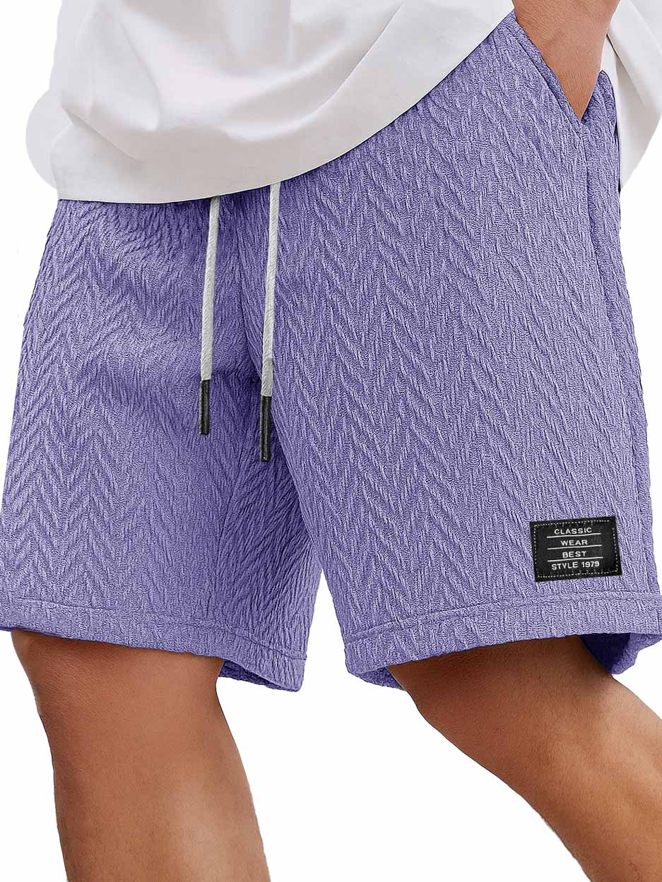 Herrenmode Freizeitliche tägliche strukturierte Stoff bestickte Logo Taschen Shorts-ZierMode