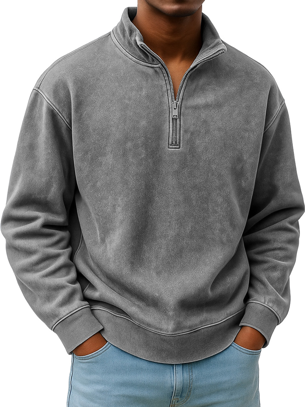 Herren Retro Alltags Stehkragen Reißverschluss Freizeit Sweatshirt-deurabatt