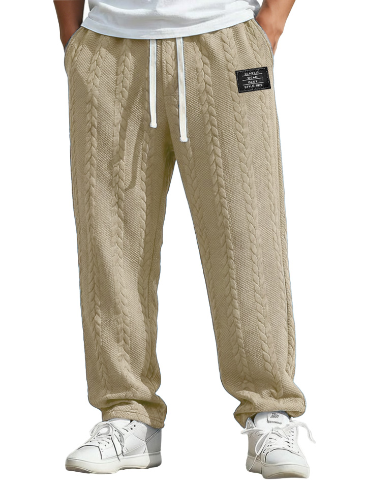 Herren Mode Freizeit Jacquard Stoff Locker sitzende Taschenhose-deurabatt
